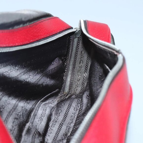 PRADA Hand Bag Nylon Leather Khaki Silver Auth bs24484 - Picture 11 of 16